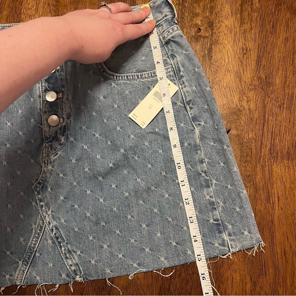 NWT ANTHROPOLOGIE PILCRO JACQUARD DENIM MINI SKIRT SIZE 10 - Picture 10 of 13
